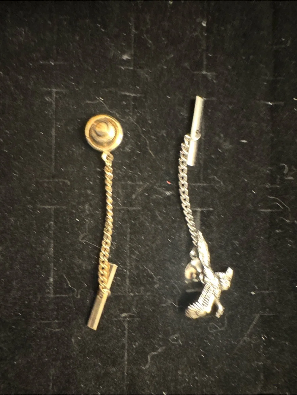 Eagle Tie Tack Lapel Pin Silver Tone Chain Bar Vintage Style Men’s Jewelry